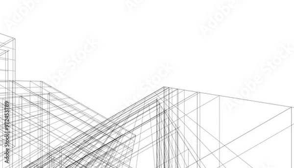Fototapeta architecture 3d vector drawing