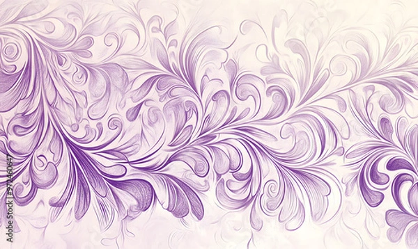 Fototapeta 2D illustrator doodle-style floral and leaf graphics on a white background or wallpaper