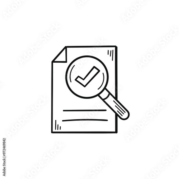 Fototapeta Hand drawn memo paper sheet icon in flat style. Checklist vector illustration on isolated background. To do list sign business concept.
