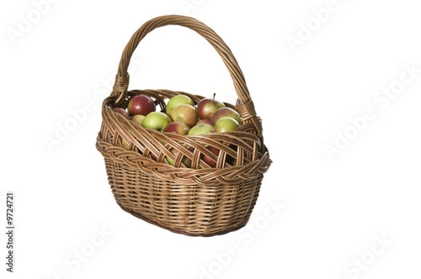 Fototapeta basket from the wicker full apples