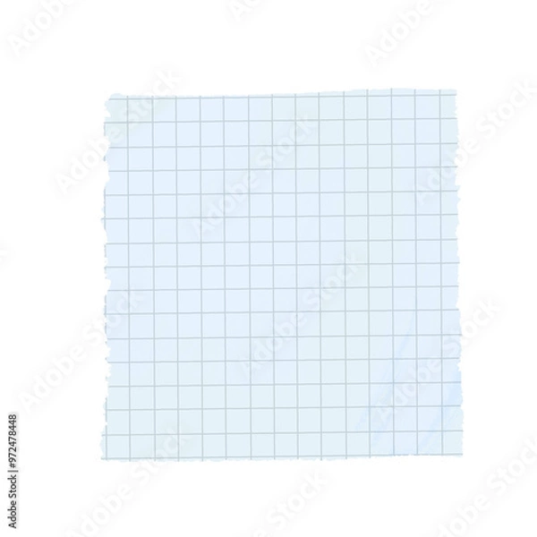 Fototapeta Blue Piece of paper. Notepad page. Checkered paper sheet	
