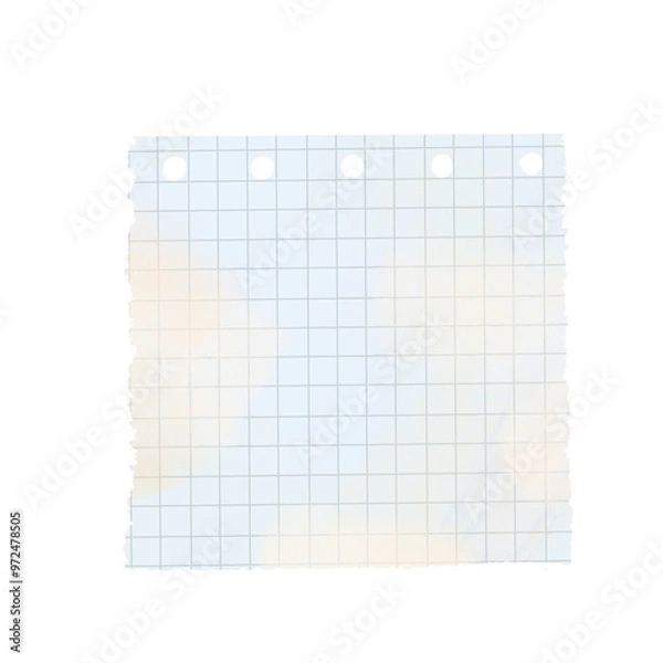 Fototapeta Blue Piece of paper. Notepad page. Checkered paper sheet	
