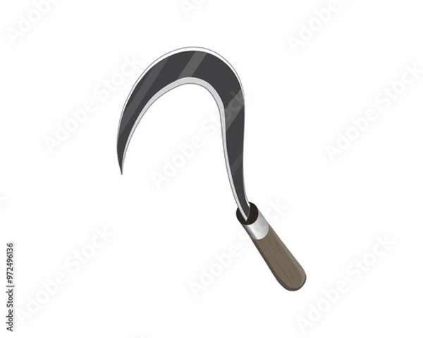 Fototapeta vector design of a sharp knife-like tool for cutting weeds or grass and also rice called a celurit