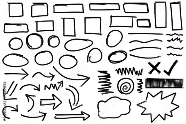 Fototapeta Hand drawn scribbles doodles design element