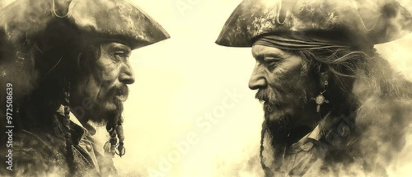 Fototapeta Pirate Duel with Blank Space for Text	