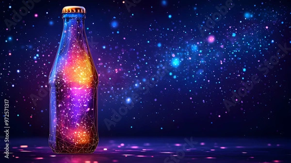 Fototapeta Glowing Bottle Animation with Nebula Background Effect