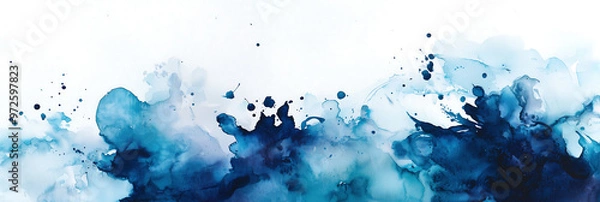 Obraz Abstract Blue Watercolor Splash on White Background