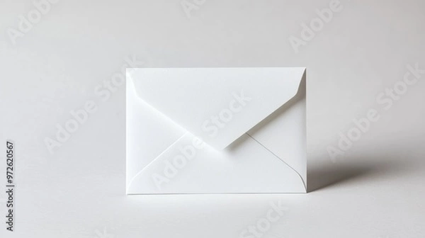 Fototapeta White Envelope on a White Background Minimalist Design Concept