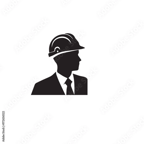 Fototapeta Engineer silhouette. Engineer vector design. Engineer logo, icon design.