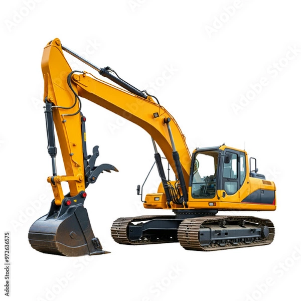 Fototapeta Track excavator  isolated  on a transparent background