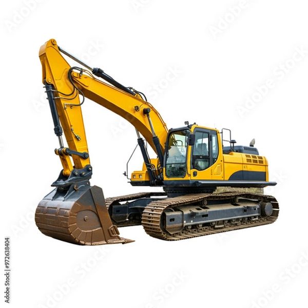 Fototapeta Track excavator  isolated  on a transparent background