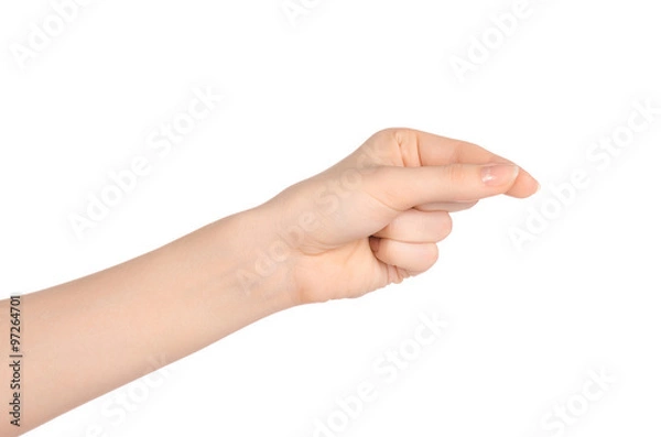 Fototapeta Beauty and Health theme: beautiful elegant female hand show gesture on an isolated white background in studio