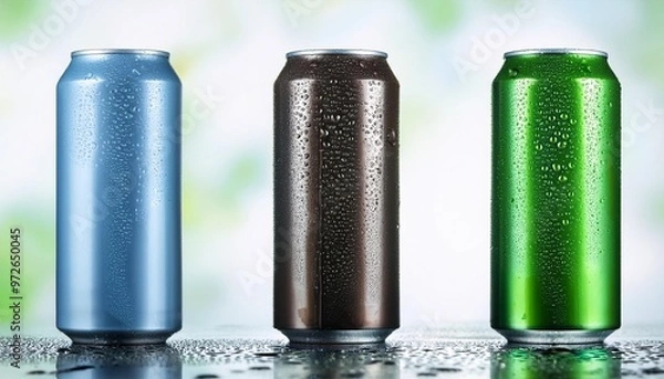 Fototapeta mockup of a soda can in a wet appearance design