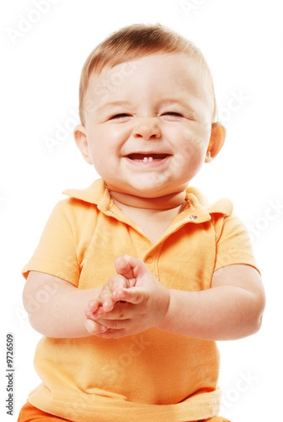 Obraz Smiling baby isolated over white