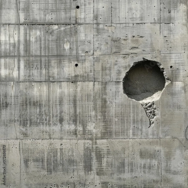 Obraz A grey concrete wall with a hole in it
