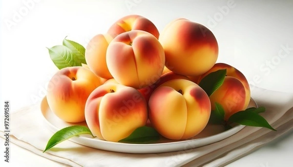 Obraz peaches isolated on white background