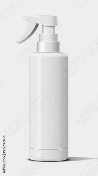 Obraz Simple white spray bottle for liquid products, ideal for personal care or household use, placed on a clean background
