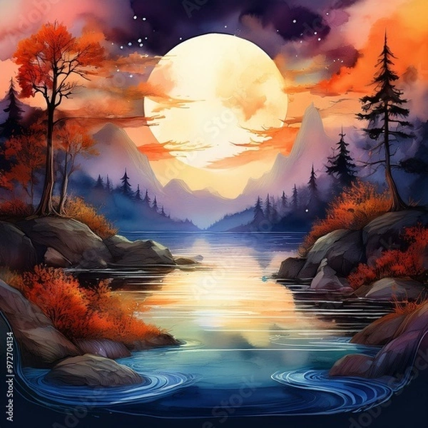 Obraz sunset in the mountains