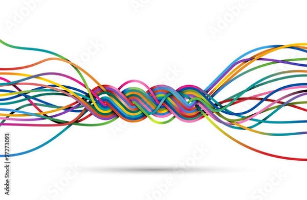 Fototapeta Braid of colorful lines, eps10 vector