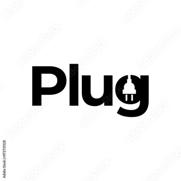Fototapeta Electrical power plug logo. Current and voltage symbol.