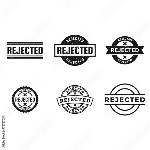 Fototapeta Set of Rejected Stamp. Red Rejected Rubber Grunge Stamp Seal Vector Illustration.