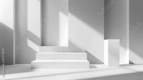 Fototapeta white podium with background