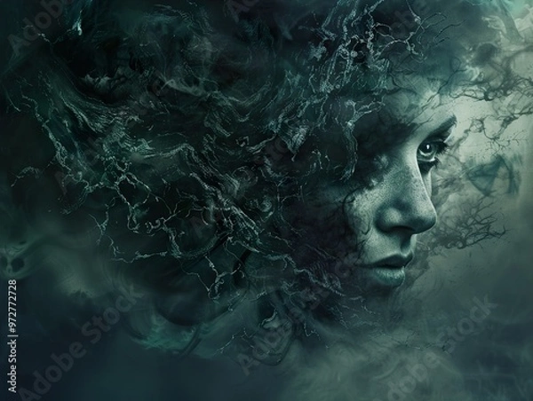 Fototapeta Surreal Portrait: A Woman's Inner World