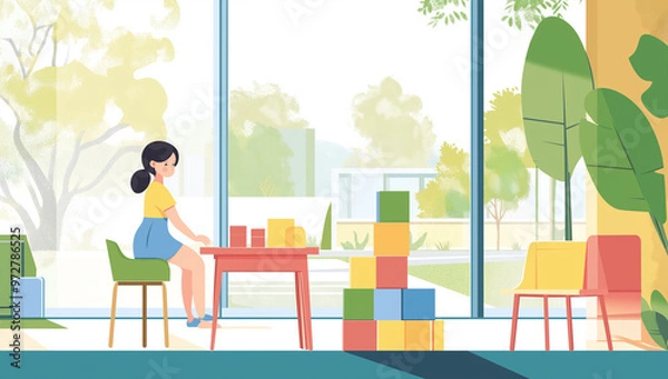 Fototapeta Child Playing with Blocks