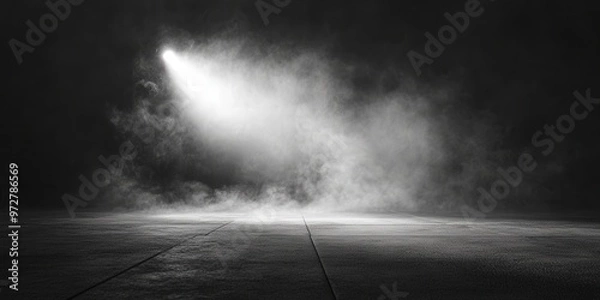 Fototapeta Foggy Road at Night with Mysterious Atmosphere