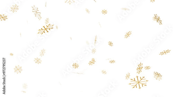 Fototapeta snowflakes golden of christmas transparent png or isolated background, snowflake particle or christmas poster element. 