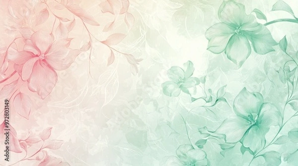 Fototapeta Subtle pastel floral patterns Create a design featuring subtle floral patterns in pastel colors like mint green, pale pink, and soft blue. The patterns should be delicate and understated,