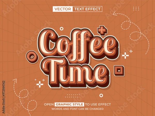 Obraz coffee time editable text, font effect, 3d text for title