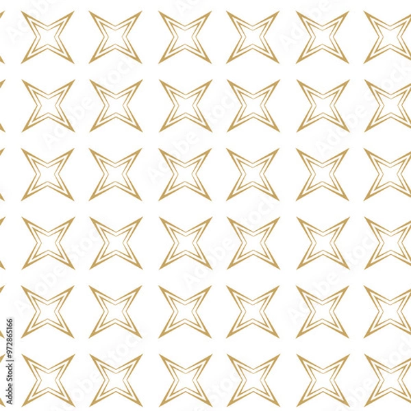 Fototapeta Abstract geometric pattern with crosses, stripes, lines. Seamless vector background. White and gold ornament. Modern reticulated graphic design.