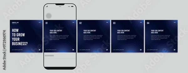 Fototapeta Linkedin carousel post design, Editable social media Instagram carousel post, Most engaging business carousel post, Template eps 10.
