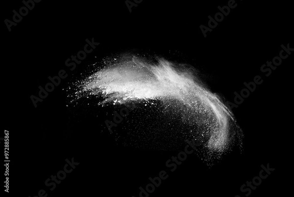 Obraz White powder explosion on black background.