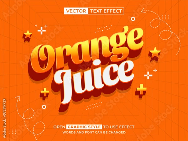 Obraz orange juice editable text, font effect, 3d text for title