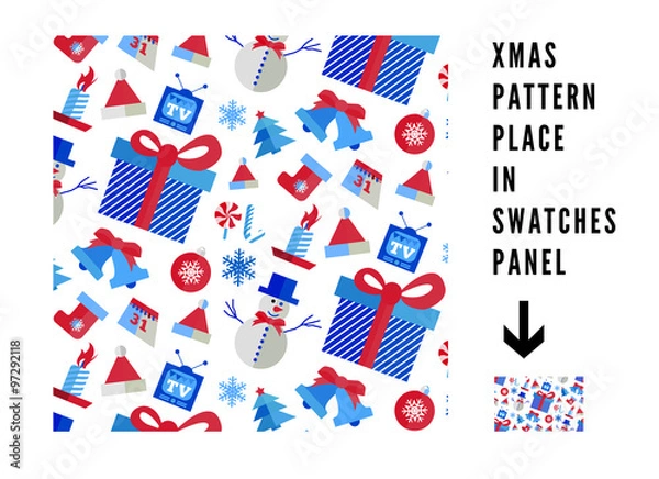Fototapeta Seamless pattern with Christmas elements