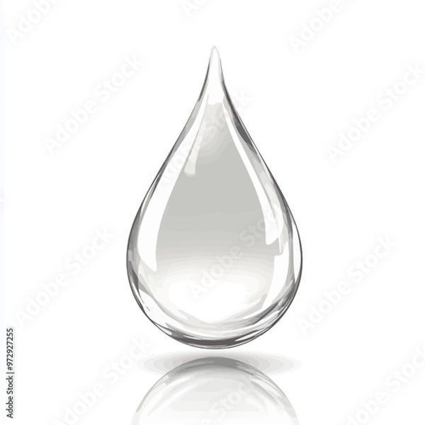 Fototapeta Water drop isolated on white background. 3D illustration. 3D CG. High resolution.