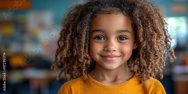 Obraz Portrait of a black school child looking into the camera