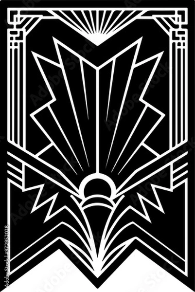 Fototapeta Art Deco Design: Stylized Sunburst and Geometric Patterns