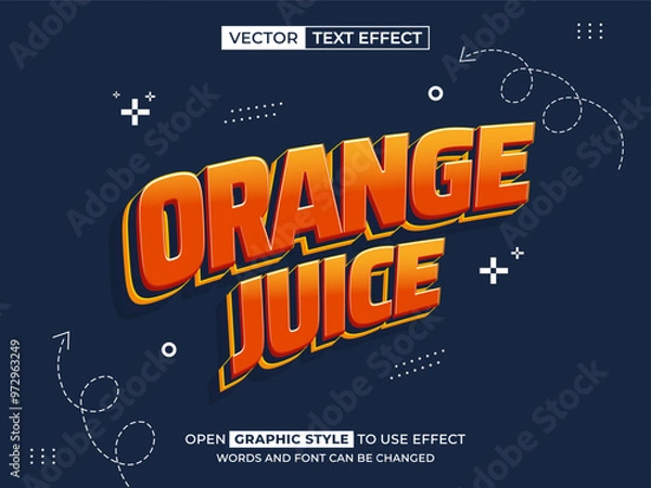 Obraz orange juice editable text, font effect, 3d text for title