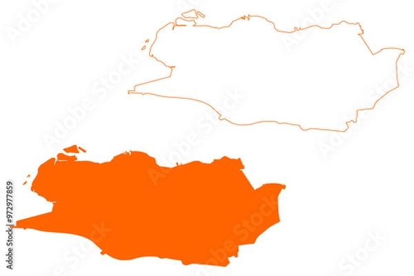 Fototapeta Goes city and municipality (Kingdom of the Netherlands, Holland, Zeeland or Zealand province) map vector illustration, scribble sketch map