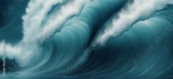 Obraz Ocean-inspired abstract digital art with dark blue tones and tex