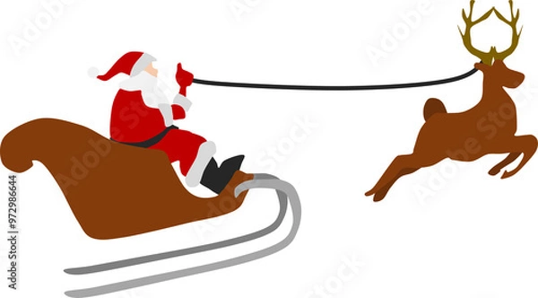 Obraz クリスマスにプレゼントを配るサンタのイラスト