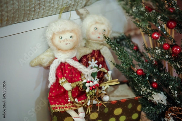 Obraz Two Christmas angel dools decor