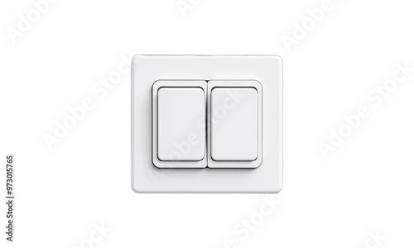 Fototapeta light switch with two buttons  isolated on transparent background