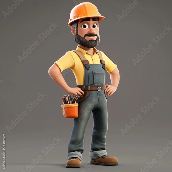 Obraz A construction worker smiling while holding a drill