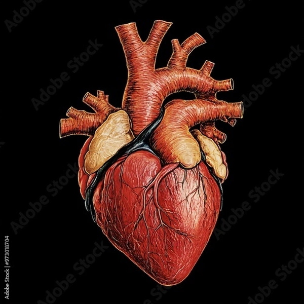 Obraz Close-up of a red, healthy human heart model isolated against a white background