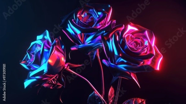 Obraz Neon Rose Bouquet