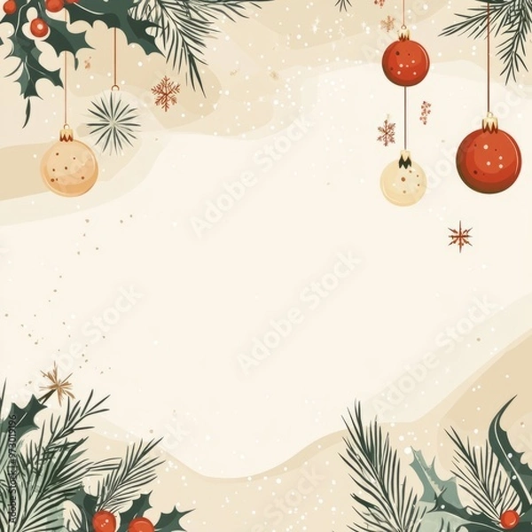 Fototapeta Christmas patterned on beige background vector
